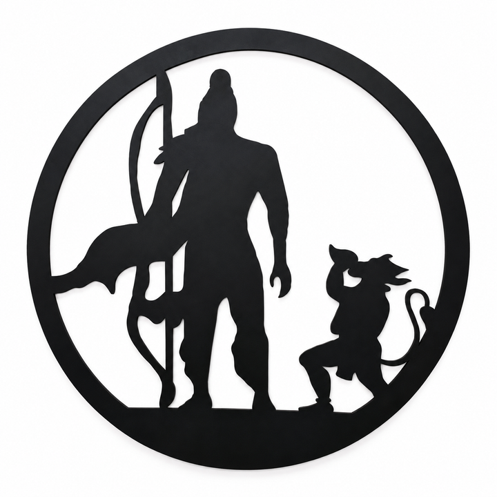 Black Rama and Hanuman Silhouette Art