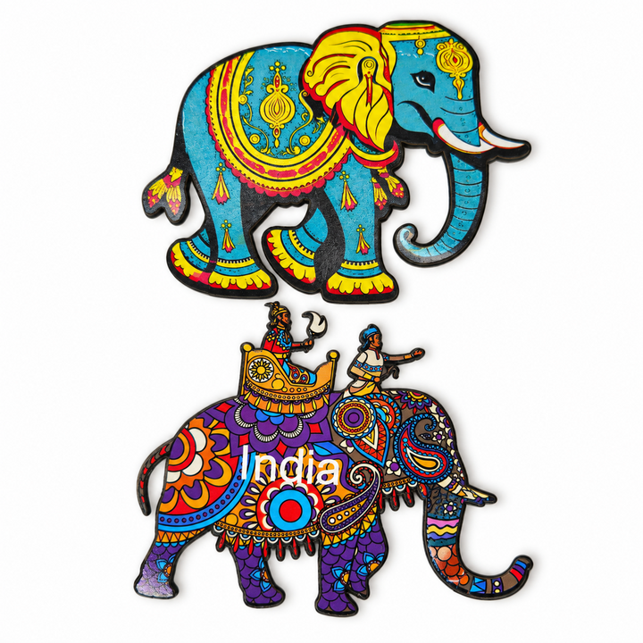 Colourful Folk-Art Elephant Fridge Fridge Magnets