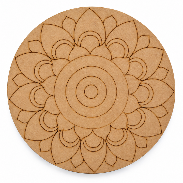 Engraved MDF Lotus Mandala Plaque