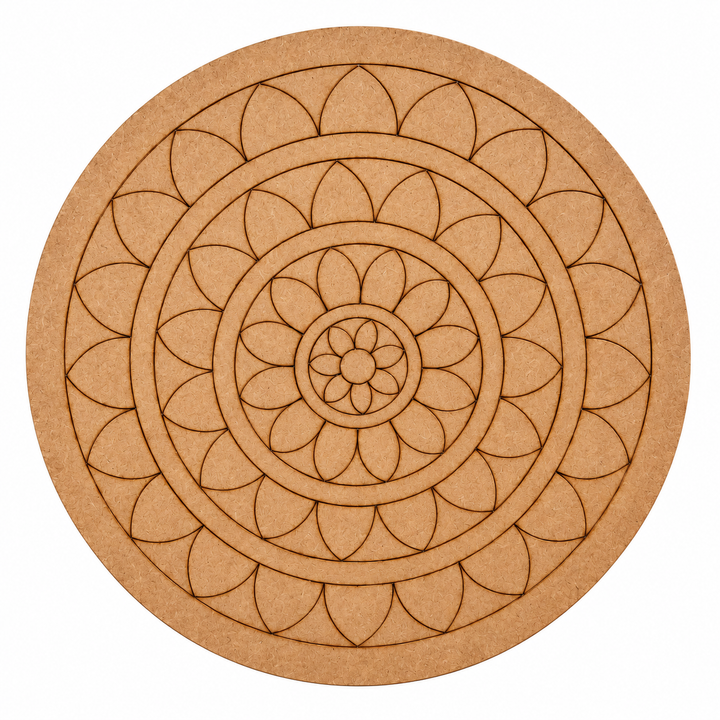 Laser Etched MDF Floral Mandala Plaque