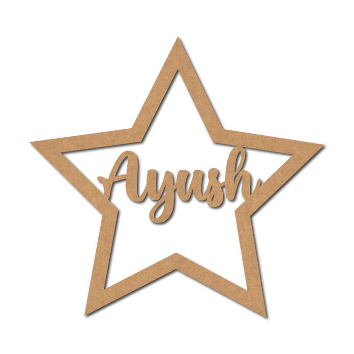 Teak Tale Macrame Ring Star With Name Cutout MDF Design 1