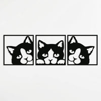 Elegant Cat MDF Wall Art Decor, 3 pcs