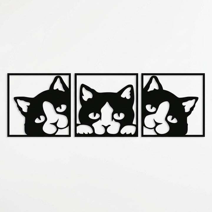 Elegant Cat MDF Wall Art Decor, 3 pcs