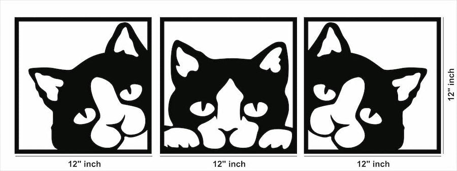 Elegant Cat MDF Wall Art Decor, 3 pcs