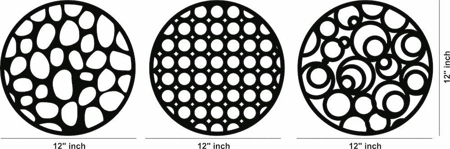 Abstract Round MDF Wall Art, 3 pcs