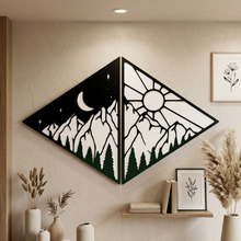 Day and Night Mountains Wooden Wall Art