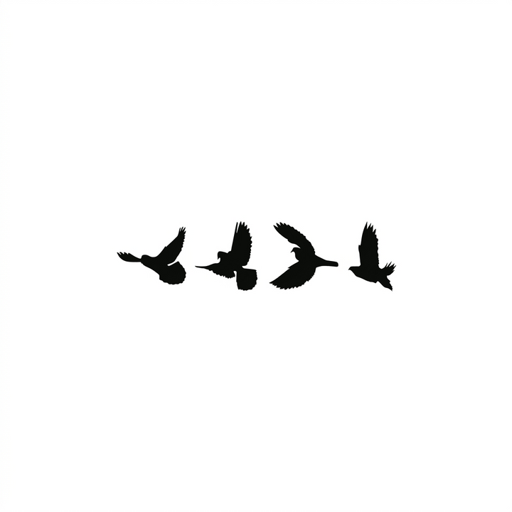 Flying Birds MDF Wall Art, set of 4 flying birds