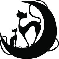 Kitty with Cat on Lunar moon MDF Wall Art