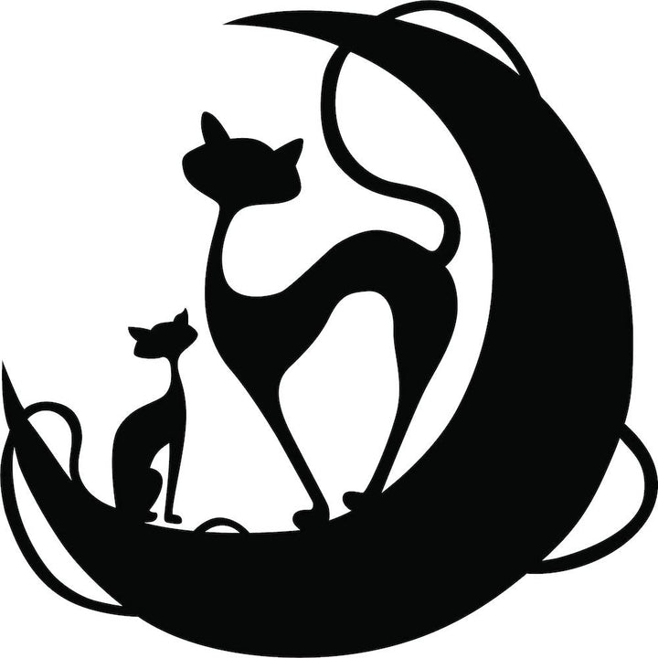 Kitty with Cat on Lunar moon MDF Wall Art