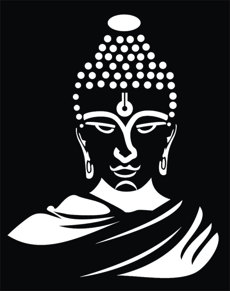 Lord Buddha Layered Black & White MDF Wall Art