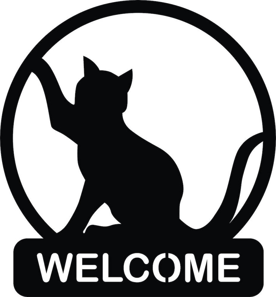 Cat 'Welcome' MDF Wall Art