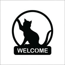 Cat 'Welcome' MDF Wall Art