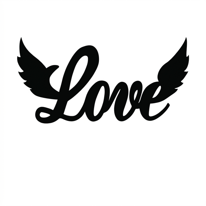 'Love' with wings MDF Wall Art