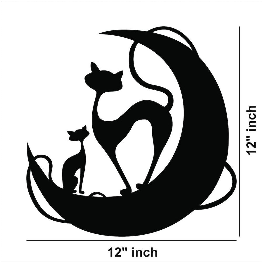 Kitty with Cat on Lunar moon MDF Wall Art