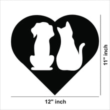 Dog & Cat Heart Shape Design MDF Wall Art