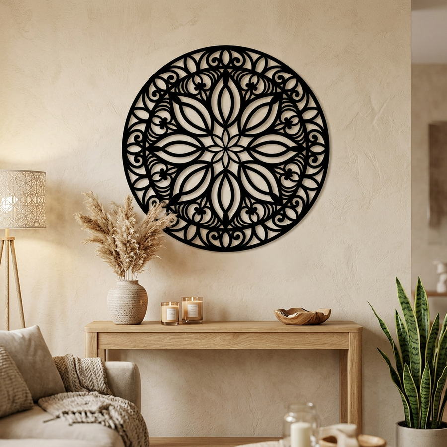Mandala Floral Wooden Wall Art