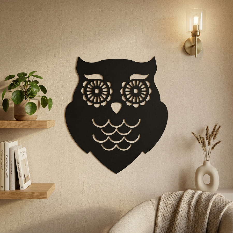 Black Owl Cutout Wall Art