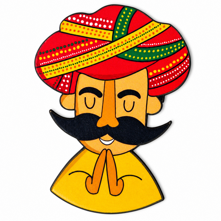 Cartoon Rajasthani Turban Fridge Magnet