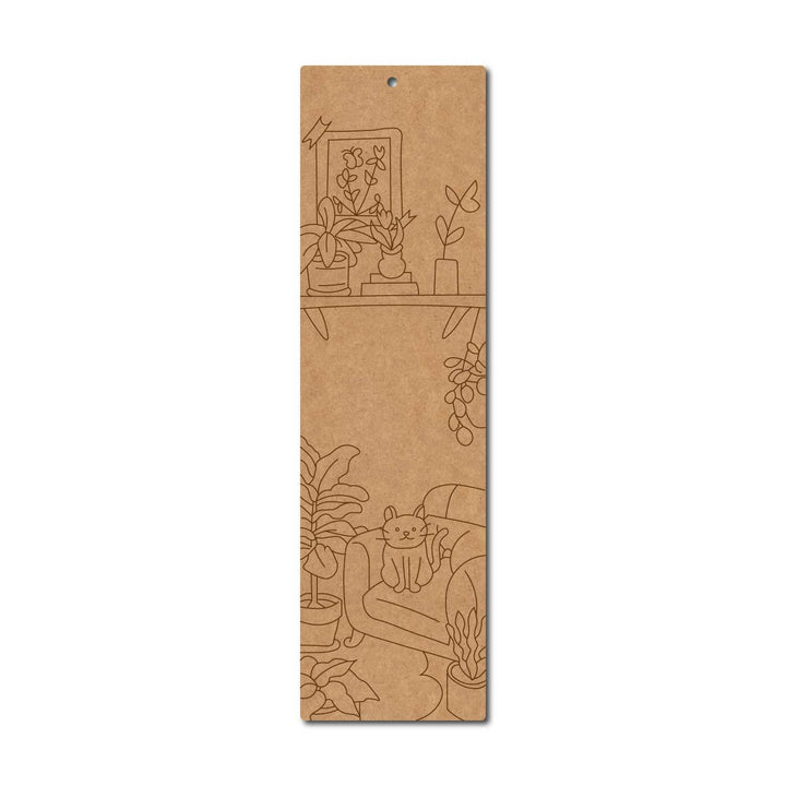 Cat Plants Bookmark Pre Marked MDF Design 1