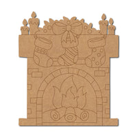 Christmas Fireplace Pre Marked MDF Design 1