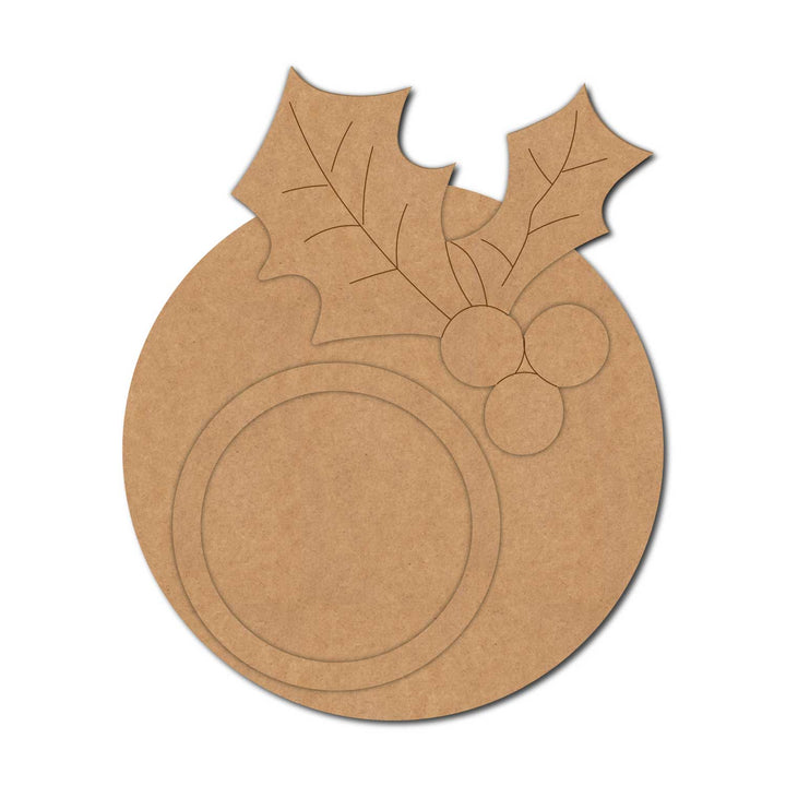 Christmas Holly Berries Pre-Marked MDF Diya Tealight Holder