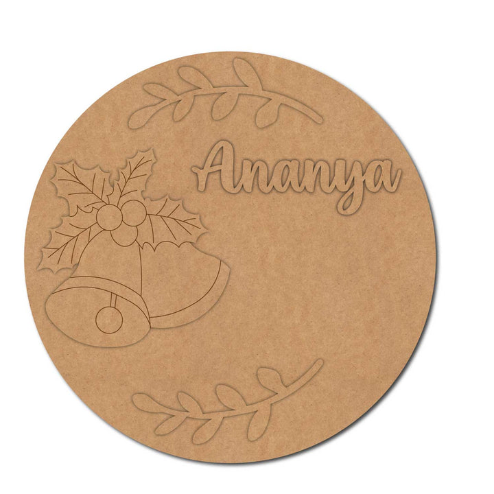 Christmas Theme Round Nameplate MDF Design 1
