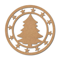 Christmas Tree Round Cutout MDF Design 1