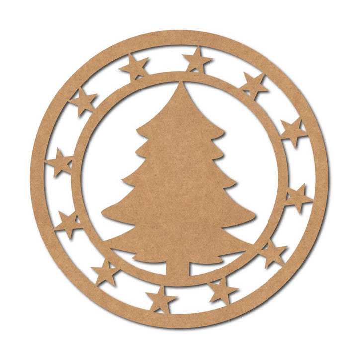 Christmas Tree Round Cutout MDF Design 1