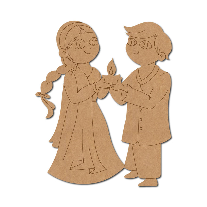 Couple Holding Diya Pre-Marked MDF