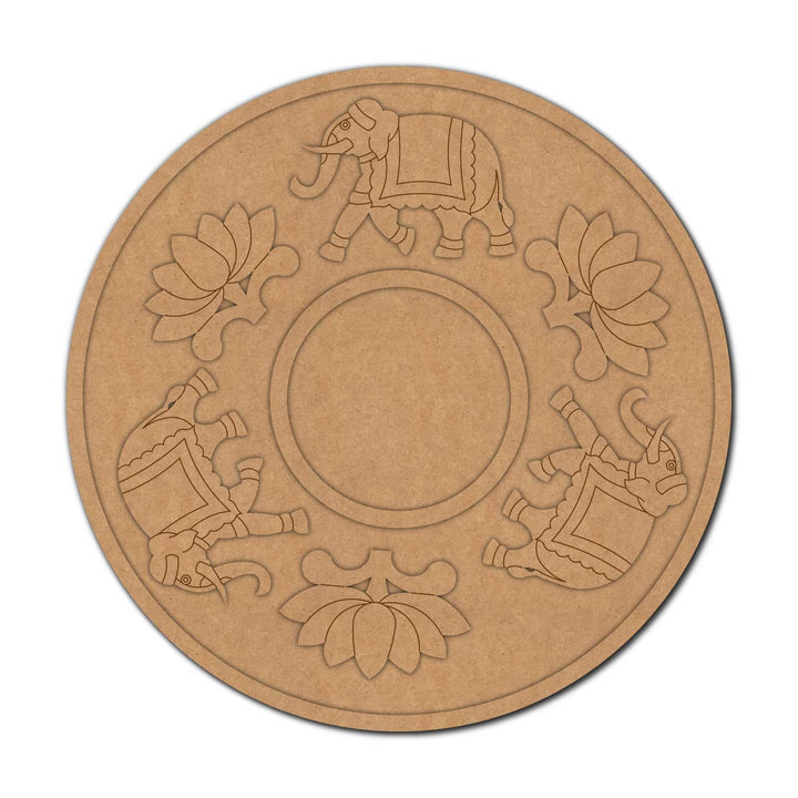 Elephant Lotus Pre-Marked MDF Diya Tealight Holder