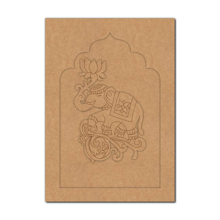 Elephant Lotus Jharokha Pre Marked MDF Design 1