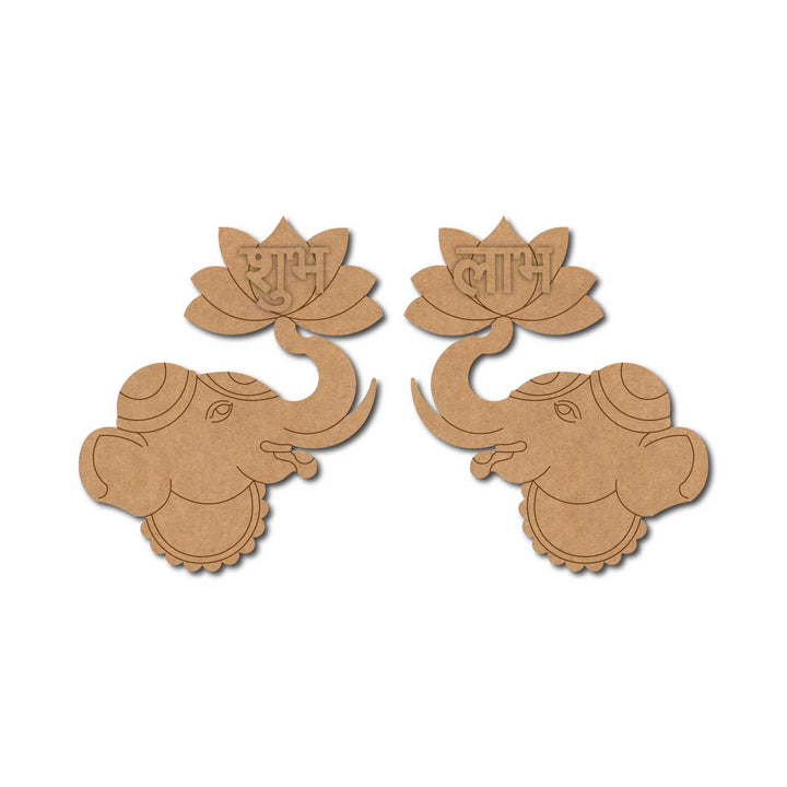 Elephant Lotus Shubh Labh Pre-Marked MDF Base