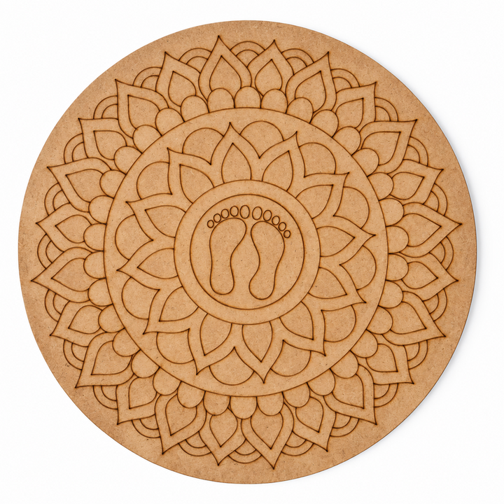 Engraved MDF Lotus Footprint Mandala
