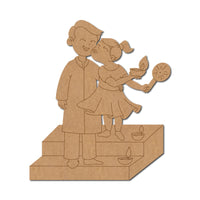 Father With Child Celebrating Diwali Pre-Marked MDF