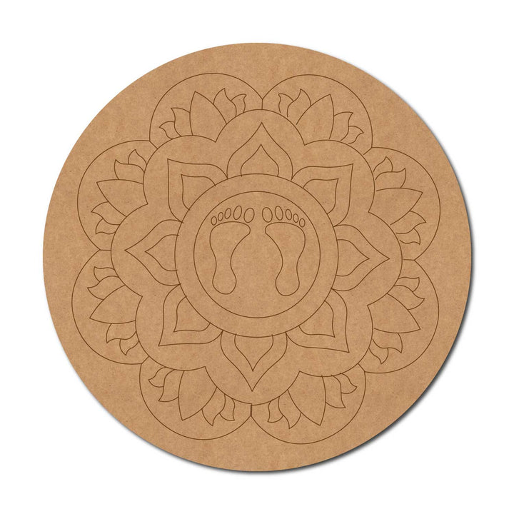 Feet Lotus Mandala Pre-Marked Round MDF