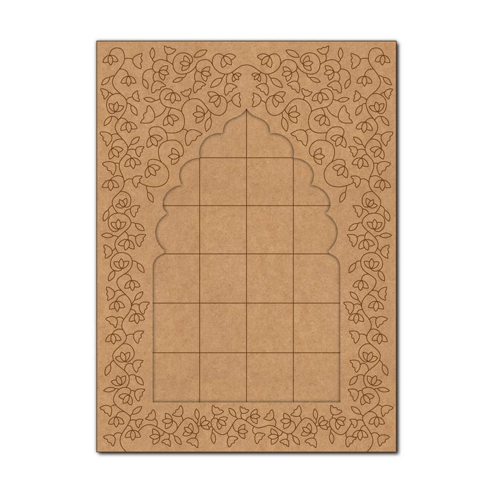 Floral Jharokha Kalamkari Pre Marked MDF Design 1