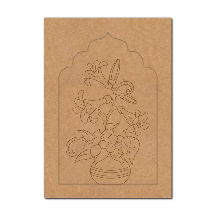 Flower Vase Jharokha Pre Marked MDF Design 1