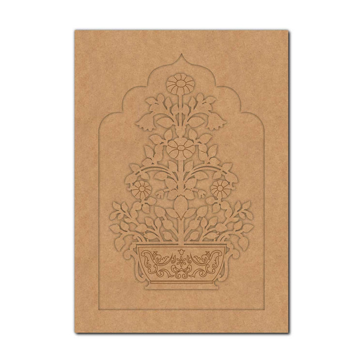 Flower Vase Motif Jharokha Pre Marked MDF Design 1
