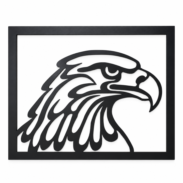 Framed Eagle Head Wooden Wall Art