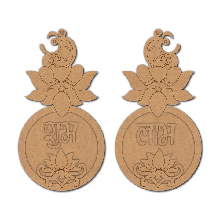 Ganesha Lotus Shubh Labh Pre-Marked MDF Base