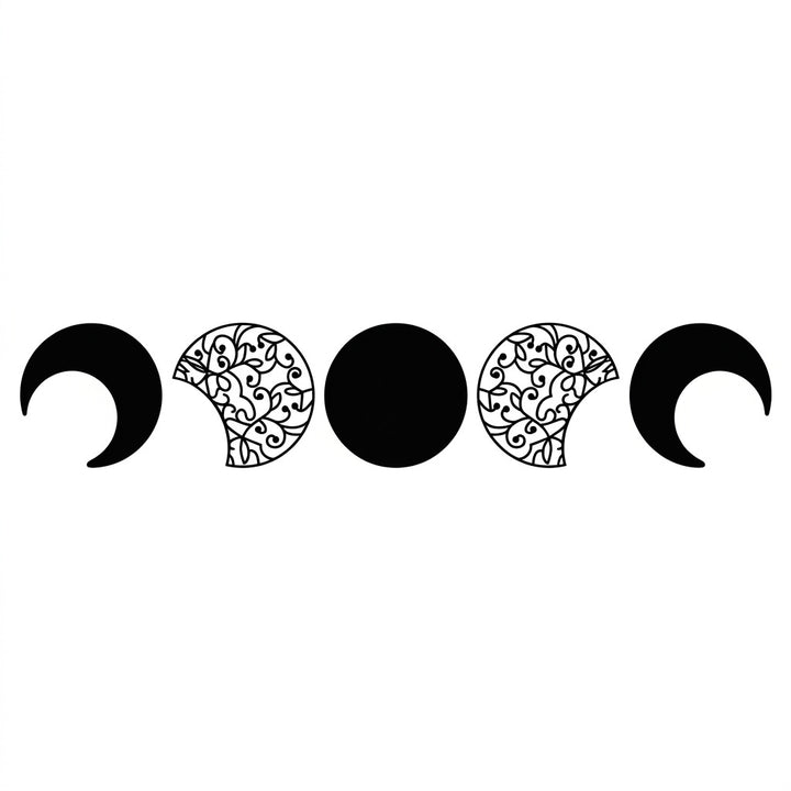Moon Phases MDF Wall Art, set of 5 pcs