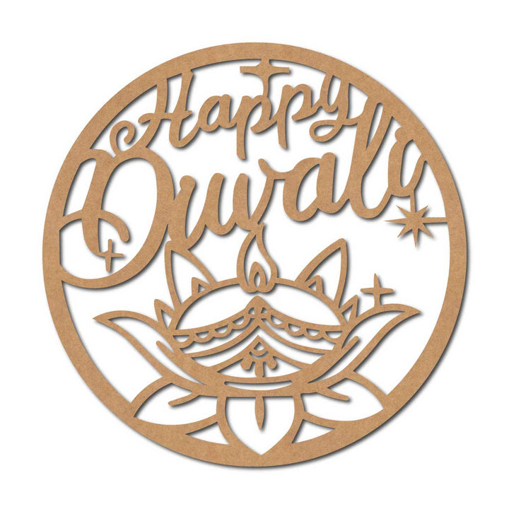 Happy Diwali Round Cutout MDF