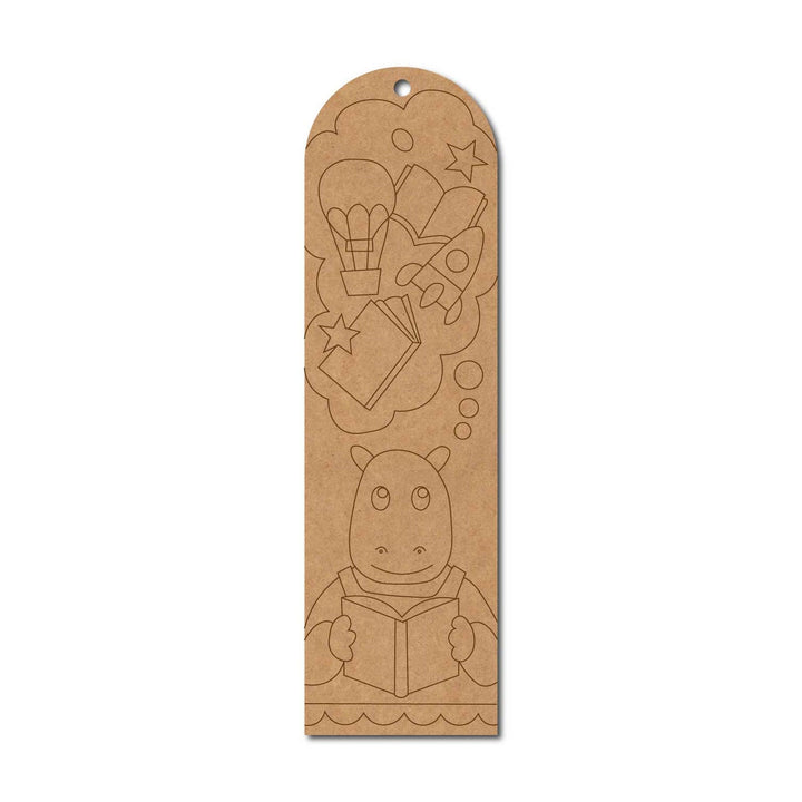 Hippo Kids Bookmark Pre Marked MDF Design 1