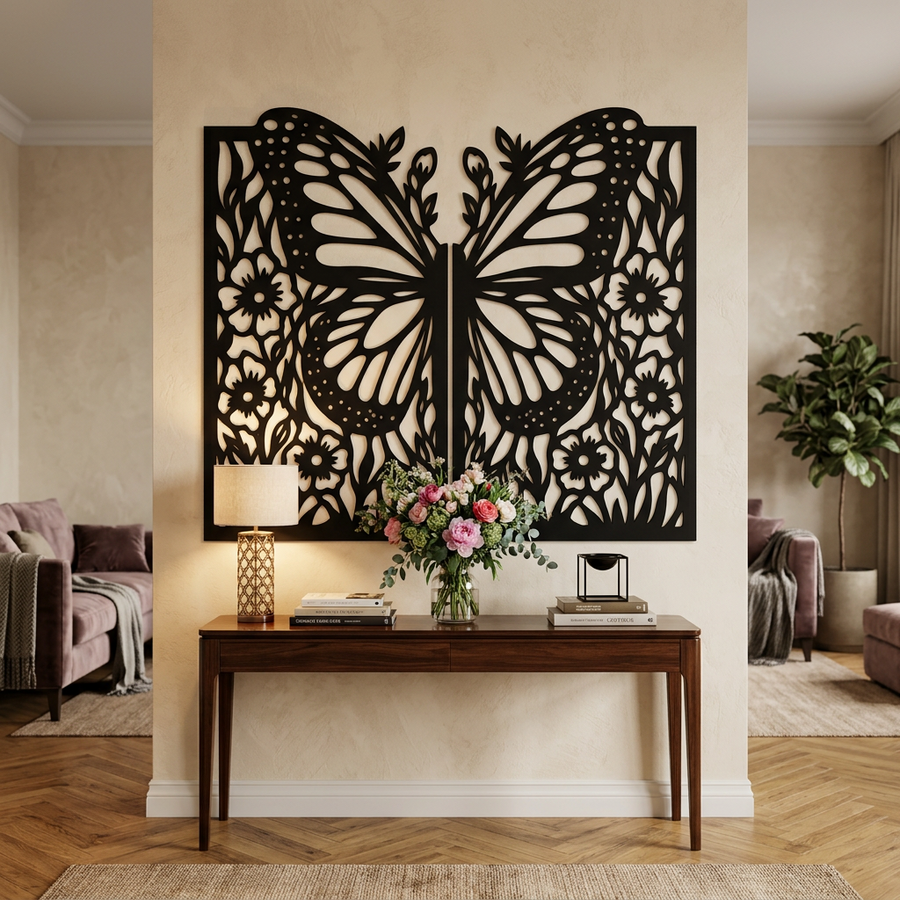 Modern Black Geometric Butterfly