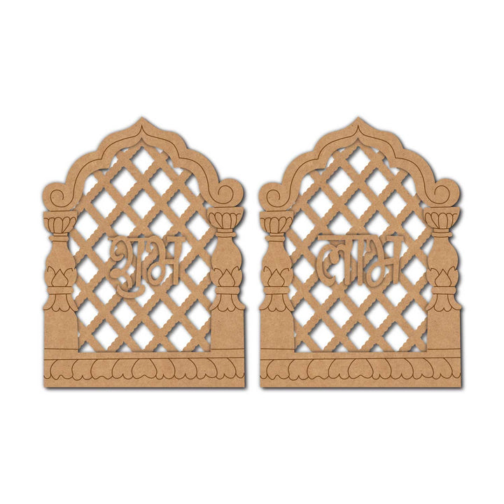 Jharokha Jali Shubh Labh Pre Marked Base MDF Design 1
