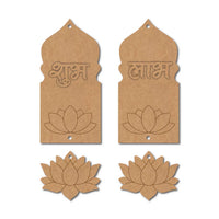Jharokha Lotus Shubh Labh Pre Marked Base MDF Design 1