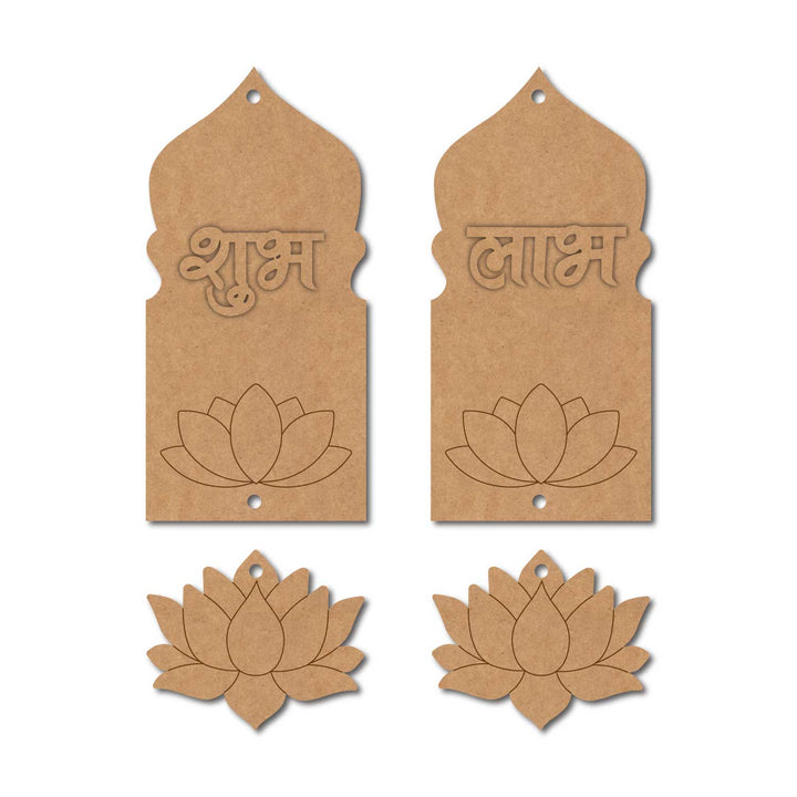 Jharokha Lotus Shubh Labh Pre-Marked MDF Base