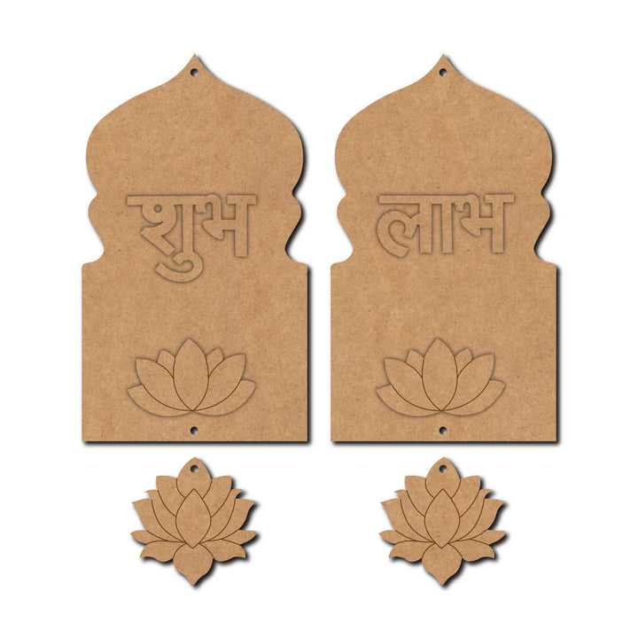 Jharokha Lotus Shubh Labh Pre-Marked MDF Base