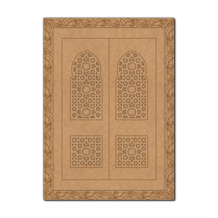 Jharokha Mughal Door Pre Marked MDF Design 1