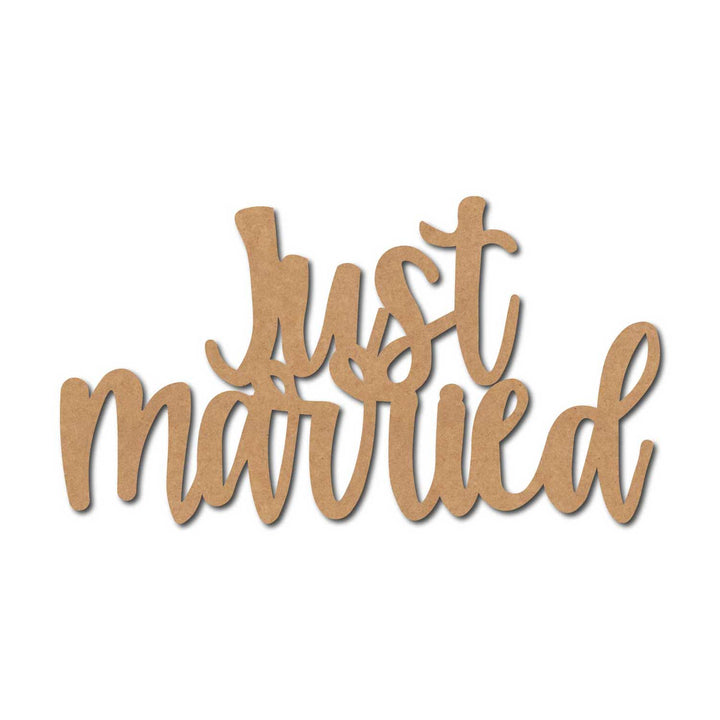 Teak Tale Just Married Text Cutout MDF Design 2